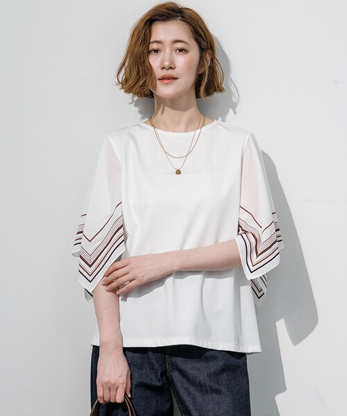 23区（ニジュウサンク） tシャツ スカーフコンビ デザインスリーブ