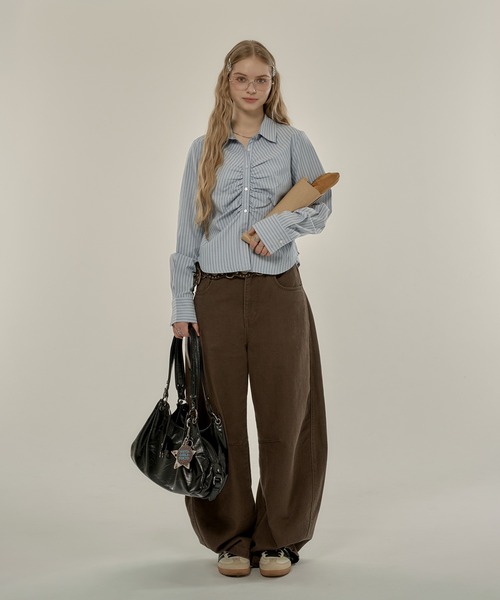 hazyl ブラウス シャツ gather design shirt / ギャザーデザインシャツ 