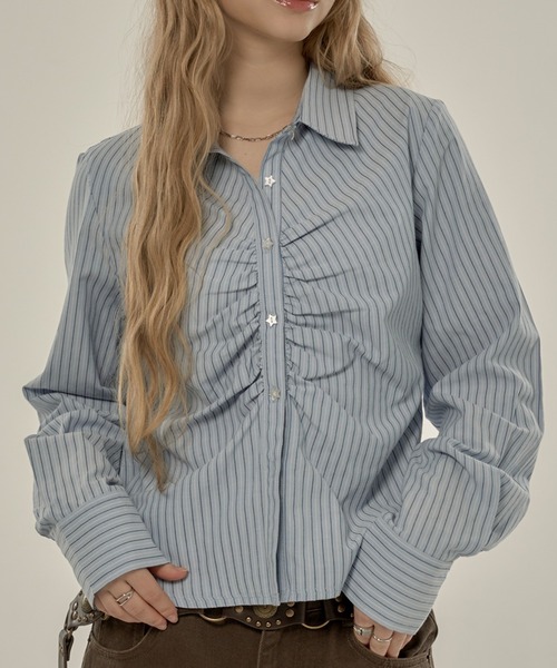 hazyl ブラウス シャツ gather design shirt / ギャザーデザインシャツ 