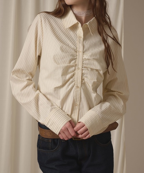 hazyl ブラウス シャツ gather design shirt / ギャザーデザインシャツ 