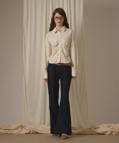 hazyl ブラウス シャツ gather design shirt / ギャザーデザインシャツ