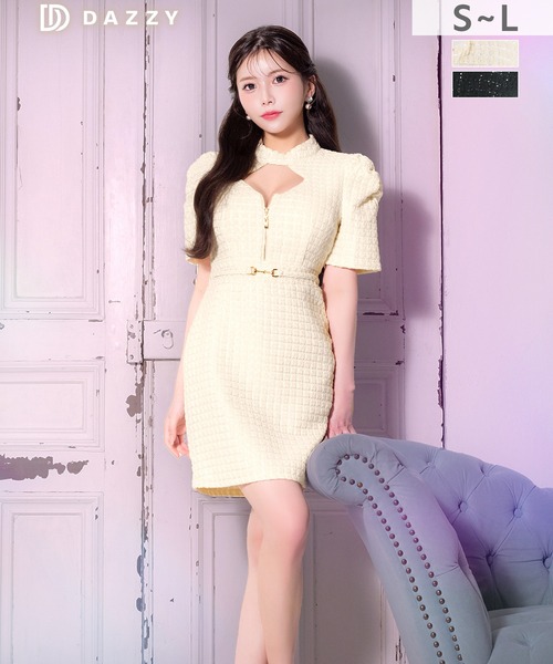 「DAZZY」 半袖ワンピース M アイボリー レディース_画像4