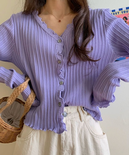 Girly Doll（ガーリードール） カーディガン フリルリブニット