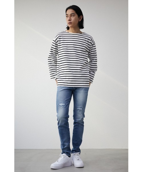 AZUL BY MOUSSY tシャツ ELBOW PATCH BORDER TOPS/エルボー