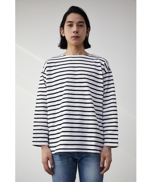 フットボールシャツ　エルボーパッチ AZUL BY MOUSSY tシャツ ELBOW PATCH BORDER TOPS/エルボー