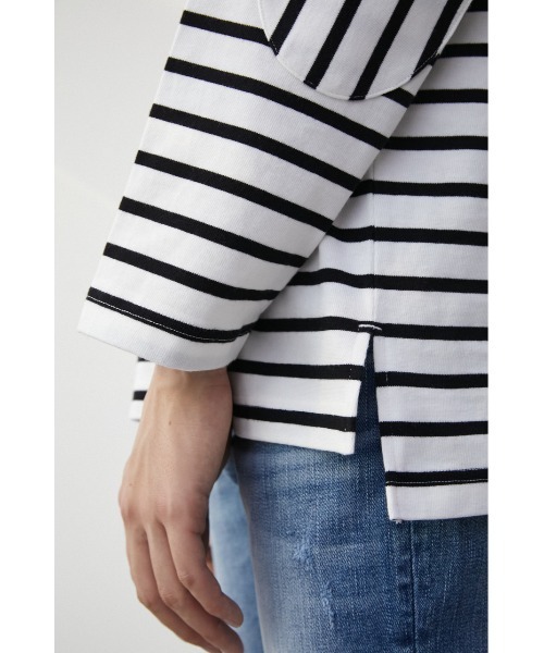 AZUL BY MOUSSY tシャツ ELBOW PATCH BORDER TOPS/エルボー