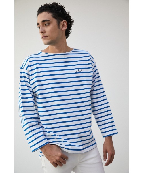 AZUL BY MOUSSY tシャツ ELBOW PATCH BORDER TOPS/エルボー