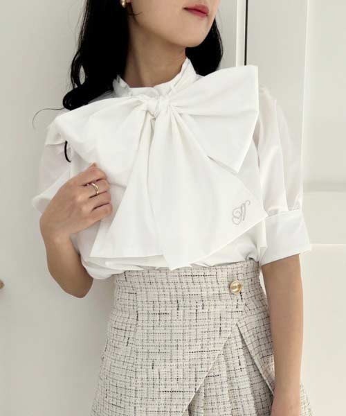 NOMINATE 刺繍 半袖ブラウス ホワイト one after another NICE CLAUP ブラウス シャツ 夏 半袖 「WEB限定」N