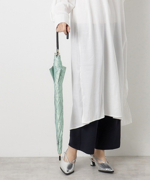 LANVIN en Bleu 傘 長傘 雨傘 耐風 ラインフラワー レディース