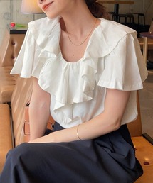 フリルカラーツキシャツ RANAN tシャツ 「綿100％/接触冷感」ビックフリルカラーTシャツ