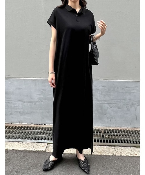 【30％OFF】 Re:EDIT ワンピース 「低身長サイズ有」フレンチスリーブポロ ワンピース