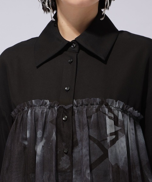 シャツ ブラウス 「万美＆CHiNPAN×HARE」チュールドッキングシャツ  