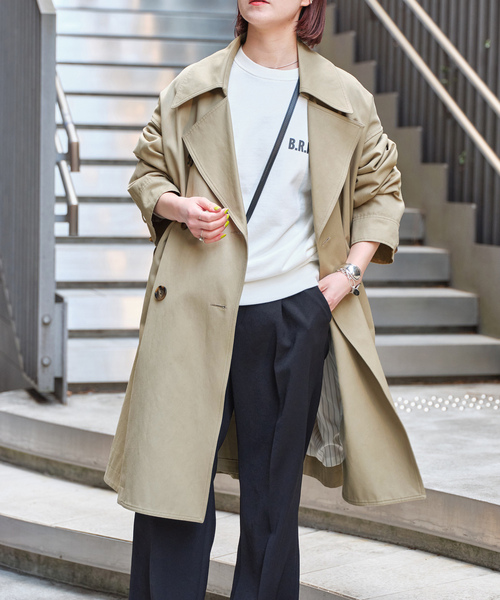 スピックアンドスパン ベージュ トレンチコート ウエストベルト付き Spick&Span】ベージュ トレンチコート ウエストベルト付き