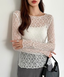 COCOMOMO tシャツ 「カラー展開あり」 総レース シアートップス