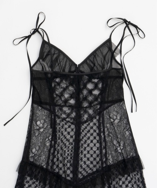 弘中アナ着用　MAISON SPECIAL フリンジチュールワンピース MAISON SPECIAL ワンピース Docking Lace Tulle Frill