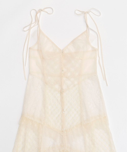 弘中アナ着用　MAISON SPECIAL フリンジチュールワンピース MAISON SPECIAL ワンピース Docking Lace Tulle Frill