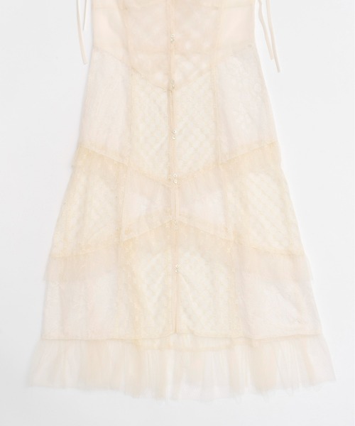 弘中アナ着用　MAISON SPECIAL フリンジチュールワンピース MAISON SPECIAL ワンピース Docking Lace Tulle Frill