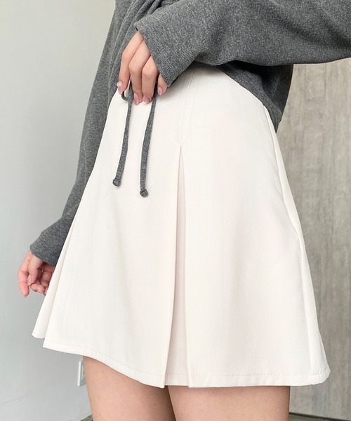 moment+ スカート 厚手TPUカットジョーゼットボックスプリーツミニスカ