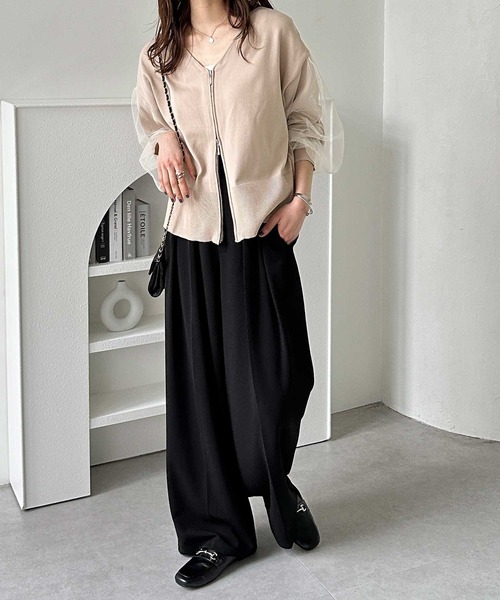 GeeRA（ジーラ） カーディガン チュール袖ダブルジップカーディガン