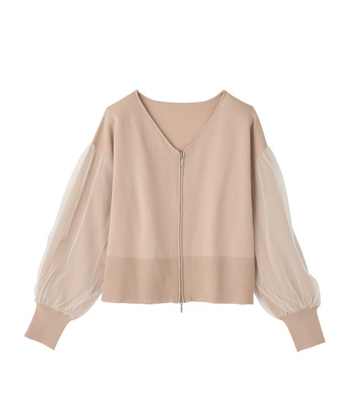 GeeRA（ジーラ） カーディガン チュール袖ダブルジップカーディガン