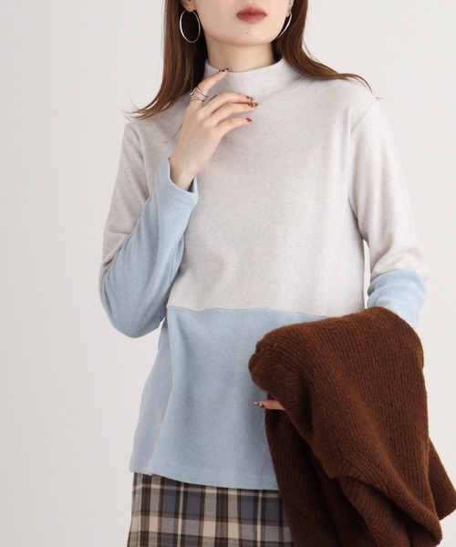 tシャツ BRODIAEA バイカラー起毛ハイネックプルオーバー