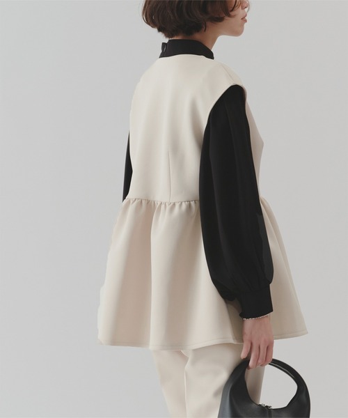 ホワイトペプラム　ベスト J by blue ベスト ジレ ペプラムニットベスト レディース : ZOZOTOWN