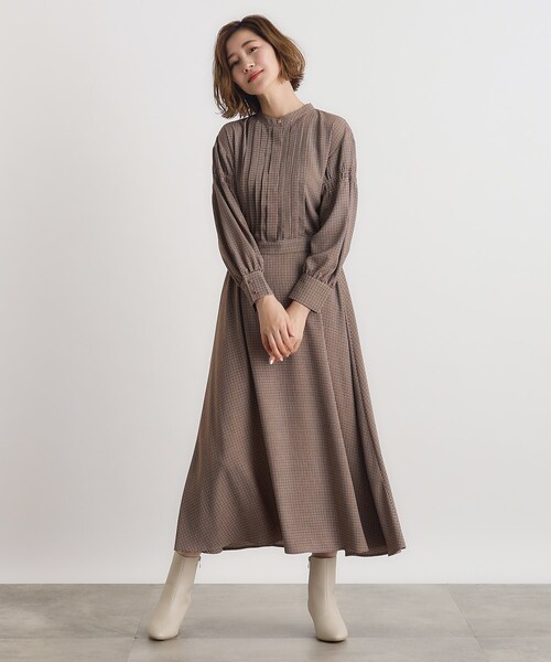23区【洗える】Pilatプリント タック ワンピース 洗える】Pilatプリント タック ワンピース / 23区