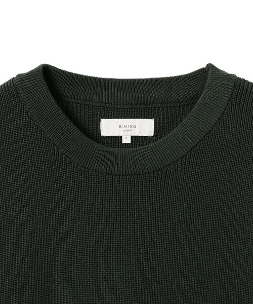 B：MING by BEAMS セーター ニット 12ゲージ 片畦 ワイド クルー