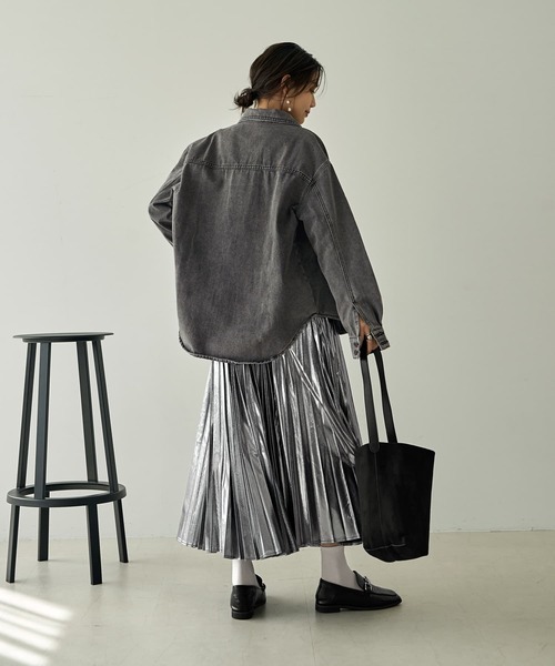 スタイルデリ☆ 【LUXE】製品洗いカラーデニムシャツジャケット STYLE DELI デニムジャケット gジャン 「LUXE」製品洗いカラー