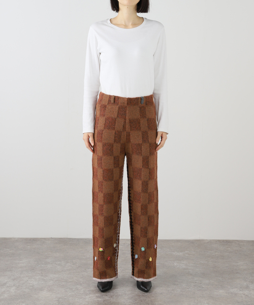 CITYSHOP パンツ YANYAN LAMBSWOOL PLAITED CHECK PANTS YWW24-1571 