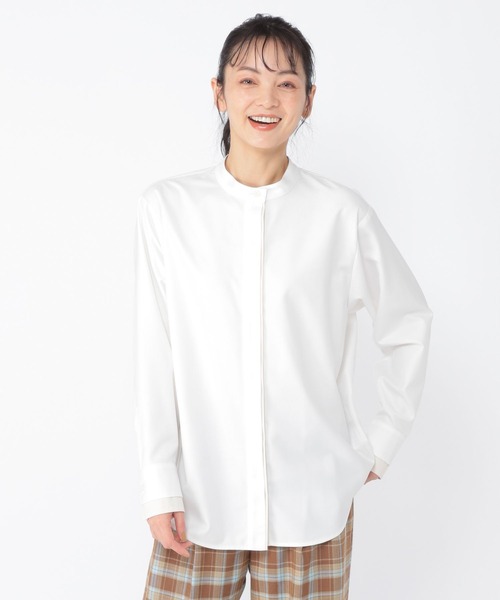 ブラウス シャツ 「ウタオ」カフスレイヤードバンドシャツ レディース