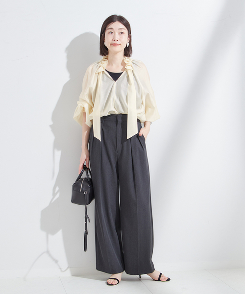 美品✨ジャーナルスタンダードレサージュ　シャイニーローンリボンブラウス journal standard L'essage（ジャーナルスタンダード レサージュ