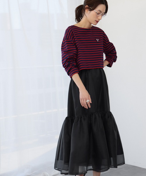 ELFRANK ロング スカート シアーギャザーティアードスカート