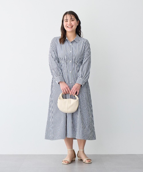 anyfee シャツワンピース 「anyfee/プラスサイズ」ストライプ柄