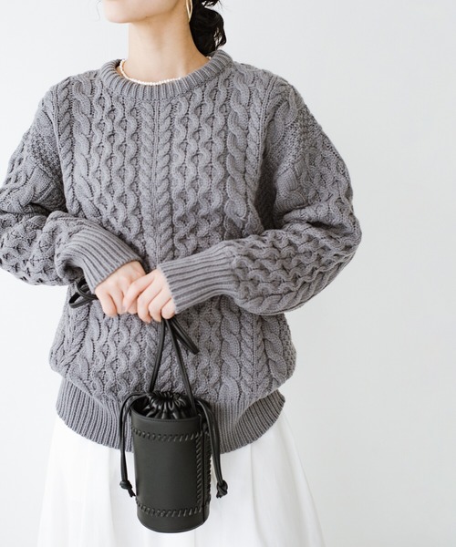 「haco!」 「que made me」長袖ニット LARGE グレー レディース_画像2