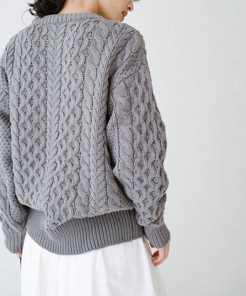 「haco!」 「que made me」長袖ニット LARGE グレー レディース_画像3