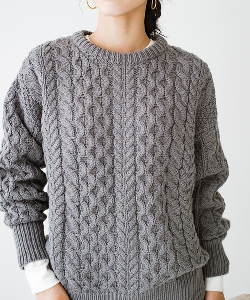 「haco!」 「que made me」長袖ニット LARGE グレー レディース_画像4