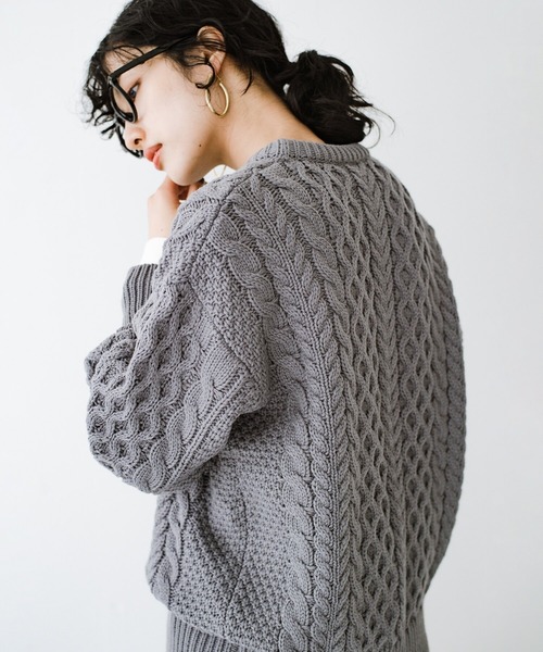 「haco!」 「que made me」長袖ニット LARGE グレー レディース_画像5