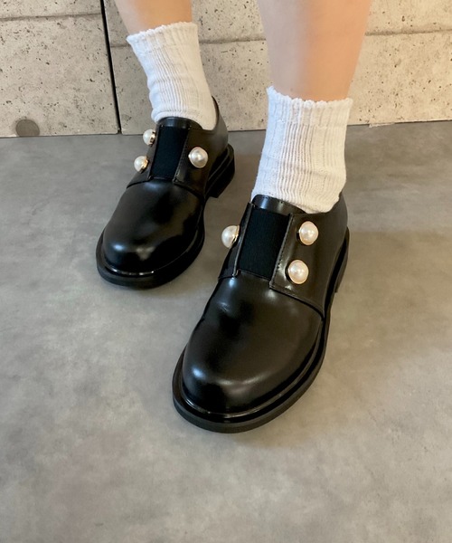 ALL BLACK（オールブラック） ローファー 「2.7cmヒール/フロントゴム 