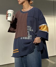 tシャツ 「etsinta/エシンタ」リメイク切替カレッジオーバTEE レディース メンズ etsinta tシャツ 「etsinta/エシンタ」リメイク切替カレッジ