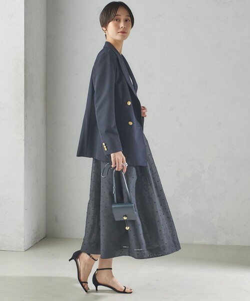 SHIPS（シップス） スカート 「手洗い可能」オーガンジー ドット 刺繍