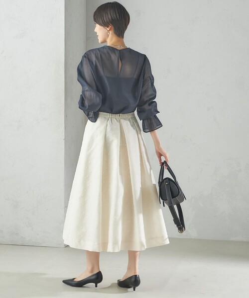 SHIPS（シップス） スカート 「手洗い可能」オーガンジー ドット 刺繍