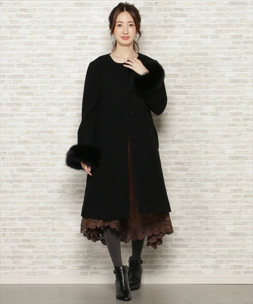 「WILLSELECTION」 ノーカラーコート SMALL ブラック レディース_画像2