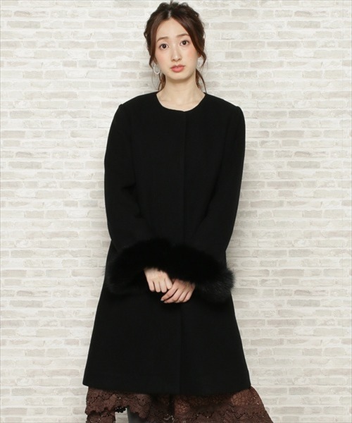 「WILLSELECTION」 ノーカラーコート SMALL ブラック レディース_画像4