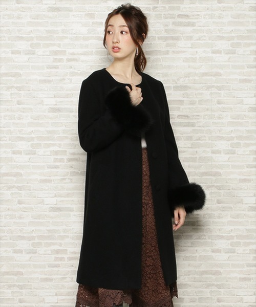 「WILLSELECTION」 ノーカラーコート SMALL ブラック レディース_画像6