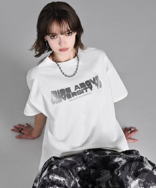 ADRER tシャツ heavy weight graphic / line stone T shirt
