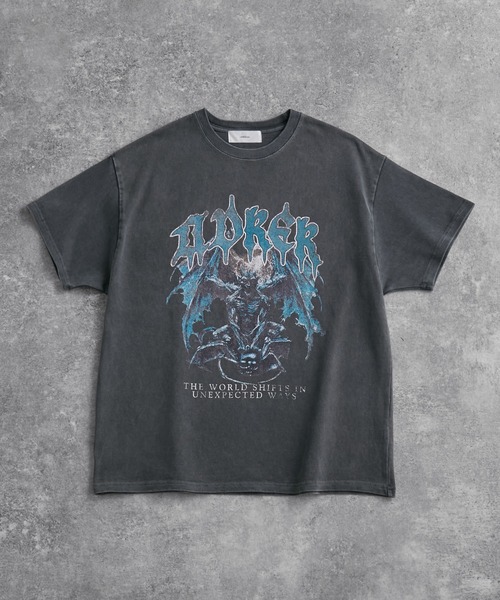 t*1様 STONE  ヘビーウェイト カットソー ブラック M〜L ADRER（アドラー） tシャツ heavy weight graphic / line stone T