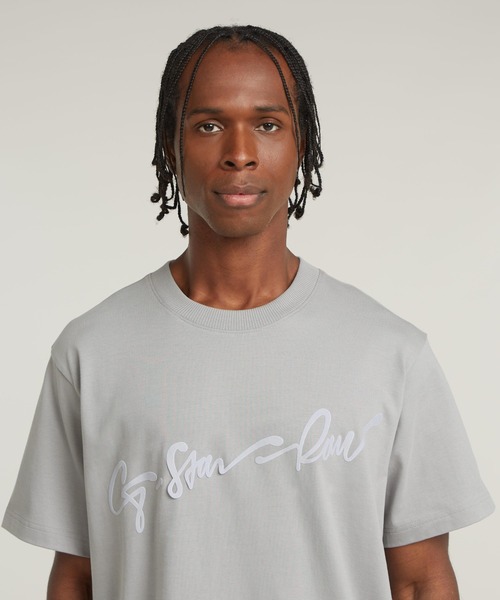 G-Star Flock G-Script Loose T-Shirt Uomo – Maglietta Regular In Cotone Con Scritta, Look Originale E Comfort Quotidiano