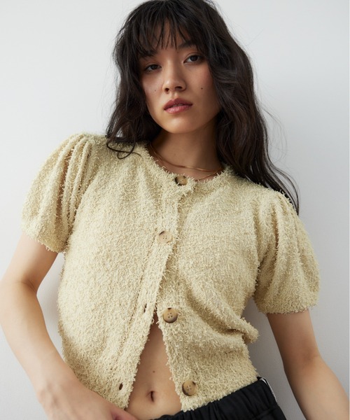 美品ルネ⭐36ホワイト白半袖パフスリーブカーディガン 美品ルネ⭐36ホワイト白半袖パフスリーブカーディガン 美品ルネ⭐36