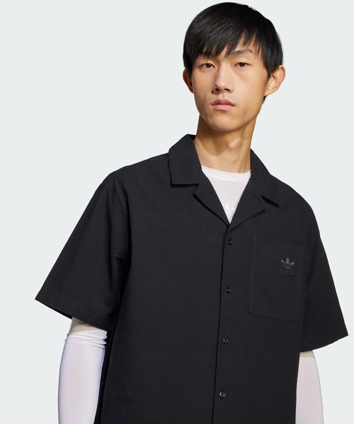 す*す様 goodenough 半袖シャツ シアサッカー adidas シャツ エッセンシャルズ シアサッカー半袖シャツ